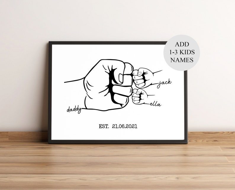 Personalised Fathers Day Gift, Hand Drawn Dad Gift From Kids, Daddy Birthday, First Fathers Day Gifts for Dad Grandad, Custom New Dad Gift 