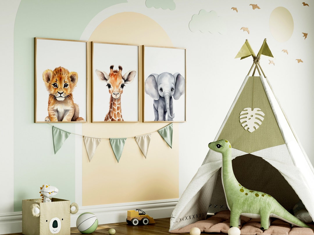 Safari Nursery Prints Set of 3, Jungle Baby Animal Prints, Safari Theme ...