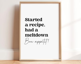 Funny Kitchen print. Kitchen wall art, quirky home decor. Typography poster. bake off, colourful kitchen posters. Framed art. Cool quote.