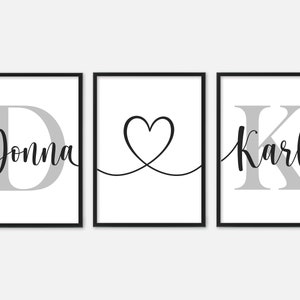 Bedroom Prints Set Of 3, Personalised Name Wall Art, Couples Gift Home Decor, Bedroom Decor, Bedroom Art, Bedroom Prints, Home Prints