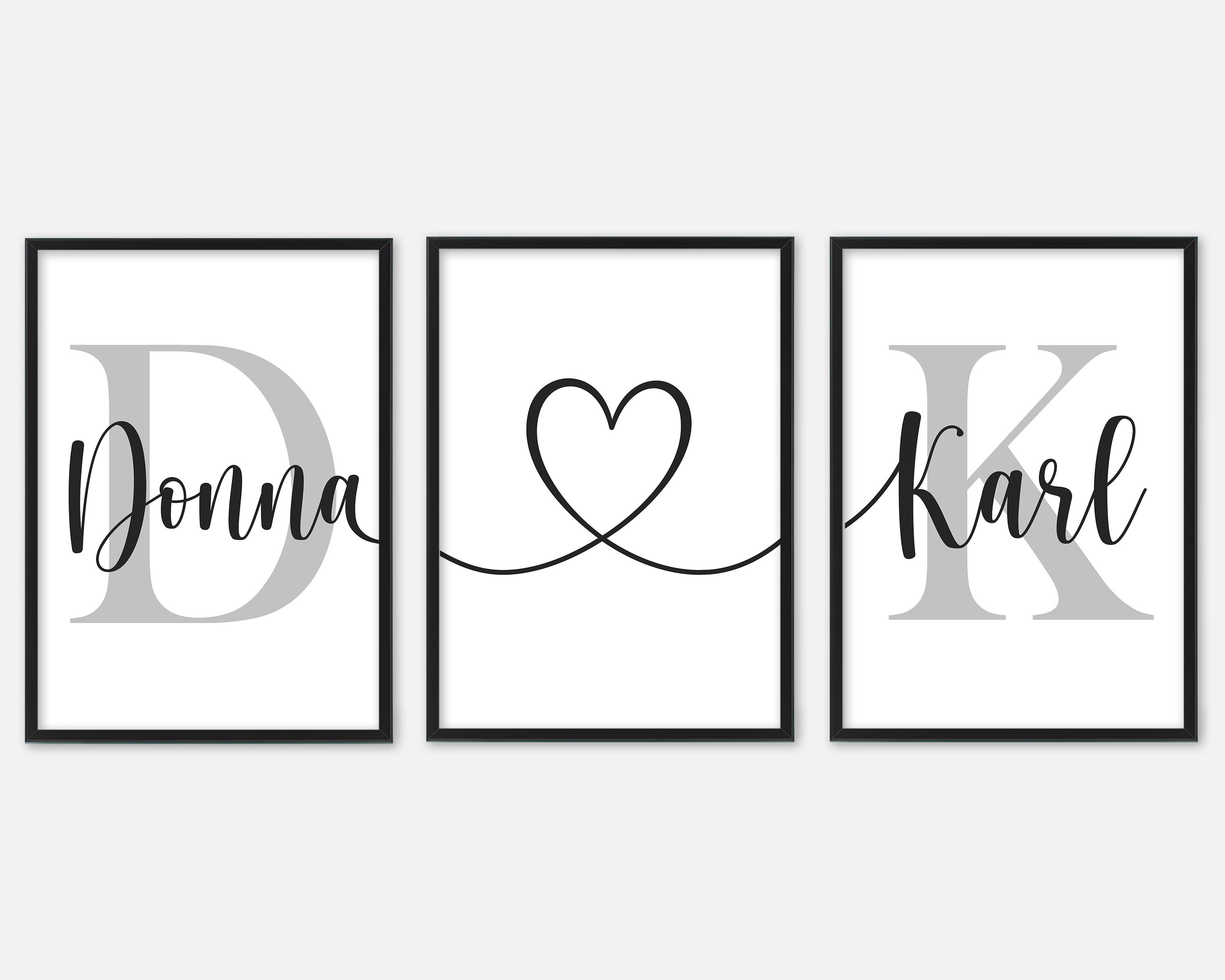 Bedroom Prints Set Of 3, Personalised Name Wall Art, Couples Gift Hom…