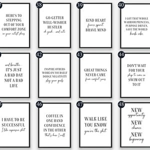 May include: A set of 10 printable wall art prints with motivational quotes in black text on a white background. The prints are numbered 37 through 48.