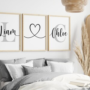 Bedroom Prints Set of 3, Personalised Name Wall Art, Couples Gift Home ...