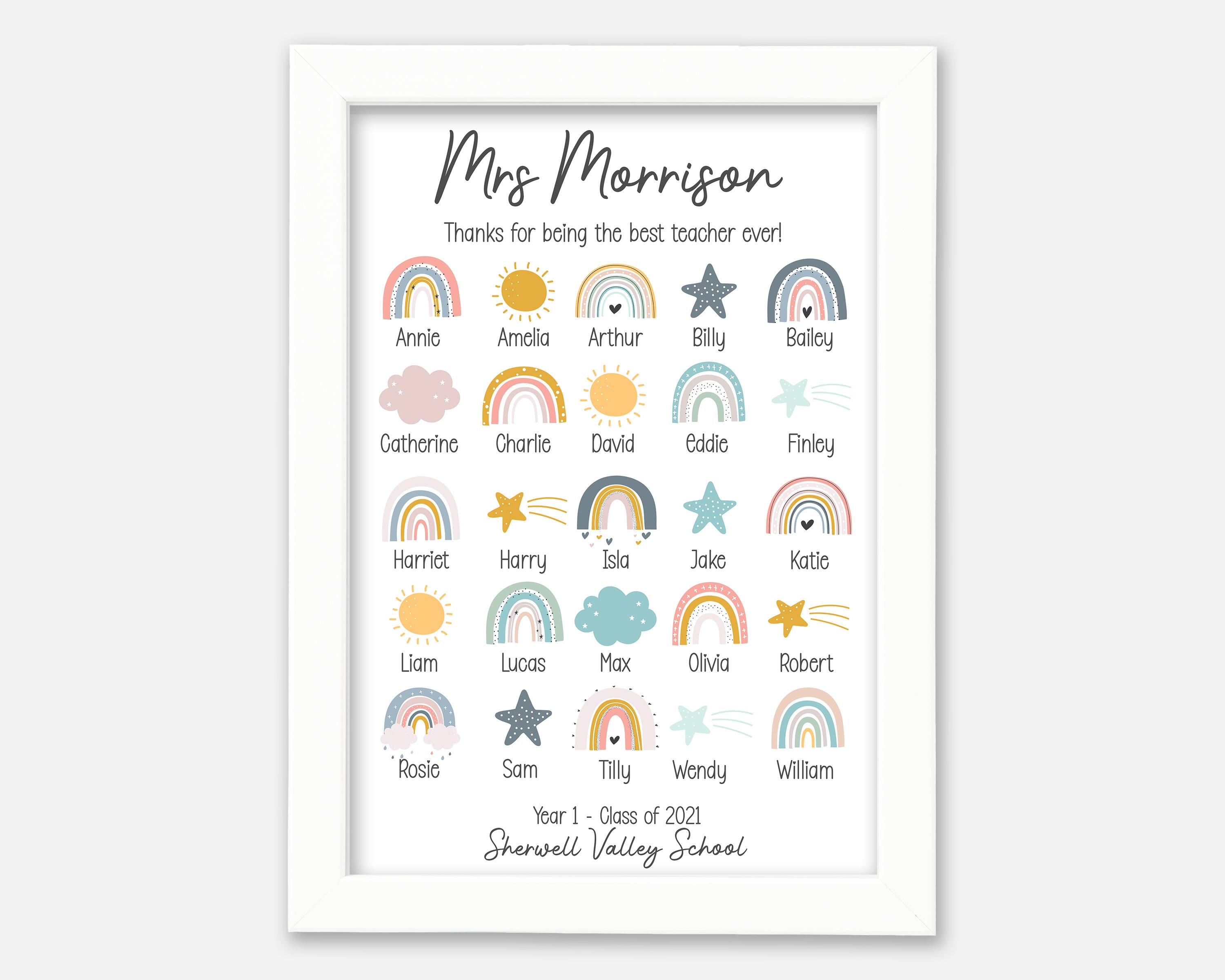 Teacher End of Year Class Gift. Personalised Teacher Thank You Gifts ...