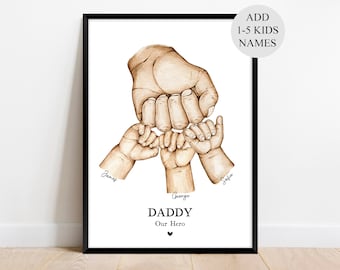 Fathers Day Gifts Personalised, Hand Drawn Dad Gift From Kids, Daddy Birthday, Custom New Dad Print, First Fathers Day for Dad or Grandad.