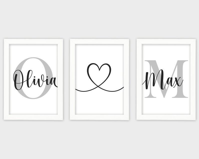 Bedroom Prints Set of 3 Personalised Name Wall Art Couples Etsy