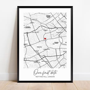 Notre première impression de carte de date. Cadeau de Saint-Valentin personnalisé pour lui ou pour elle. Où nous nous sommes rencontrés. Art mural anniversaire femme mari. Affiche de couple.