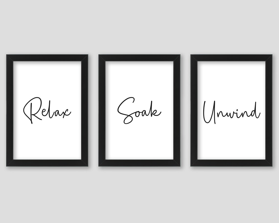 Bathroom Prints Set of 3 Relax Soak Unwind. Bathroom Decor - Etsy