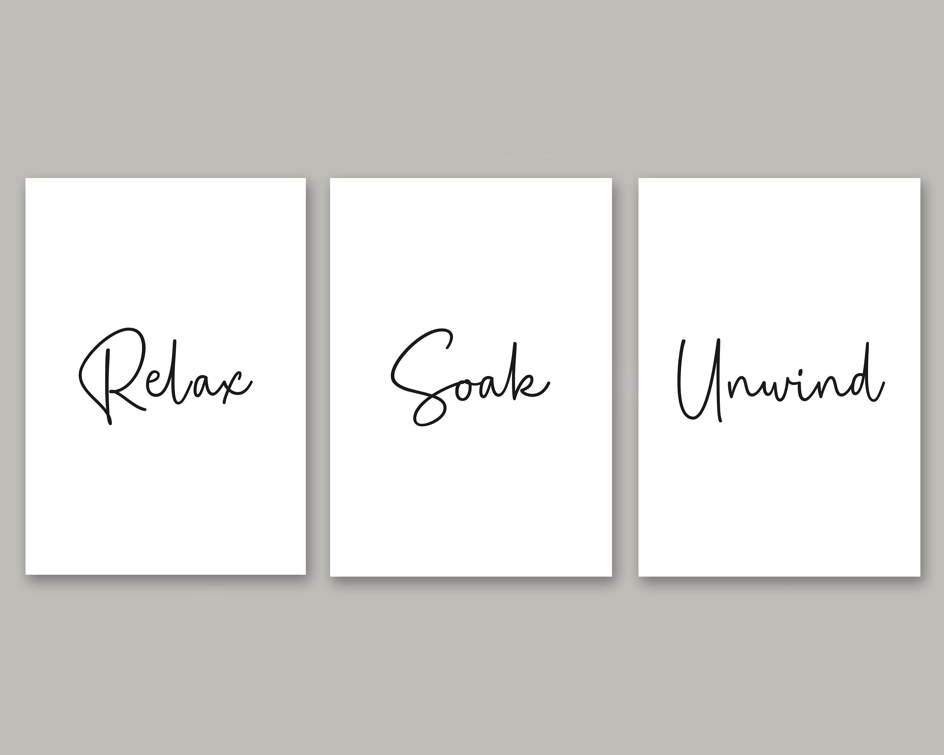 Bathroom Prints Set of 3 Relax Soak Unwind. Bathroom Decor - Etsy