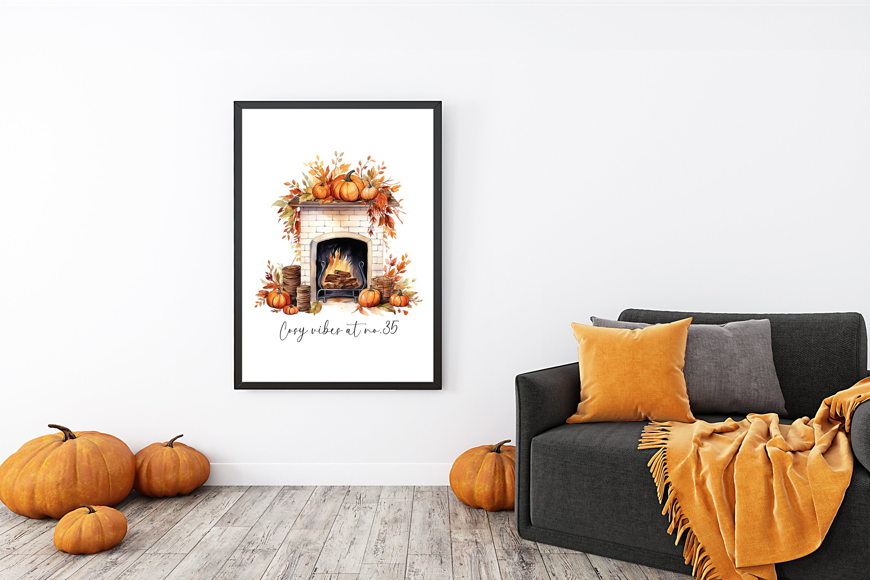HTWLMM Tableau Toile Automne Esthétique Feuille D'Érable Et Citrouille - Sans Cadre