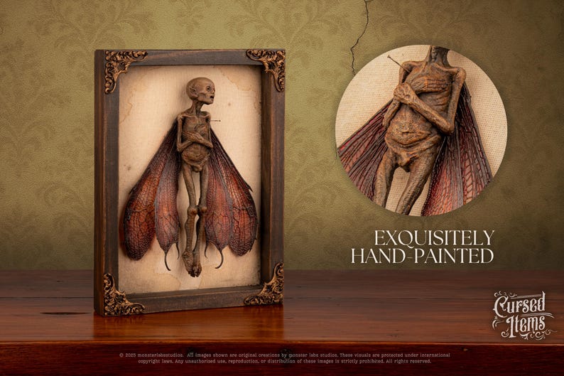 Detailed close-up of fairy’s torso and wings, hand-painted texture highlighted.
