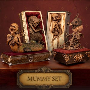 Mummified Specimen Set – Mermaid, Satyr, Alien & Griffin Oddities