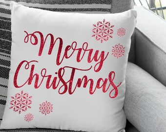 Merry Christmas Pillow and Cover, Christmas Decor, Christmas Decorations, Merry Christmas Farmhouse Decor, Farmhouse Pillow Rustic Christmas