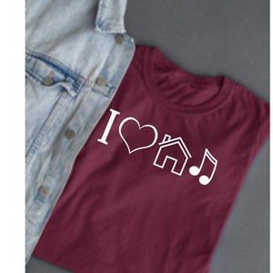 House Music Shirt, I Love House Music T Shirt, Men&#39;s Women&#39;s Funny T Shirt, Gift For DJ Disco Clubber Ibiza, Heart House Music Tee Shirt