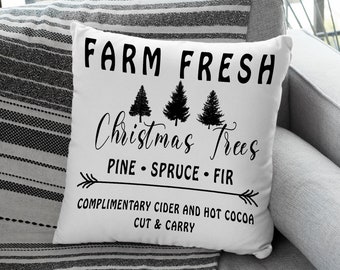 Christmas Pillow Farm Christmas Tree, Christmas Pillow and Cover, Christmas Decor, Christmas Decorations, Farmhouse Decor, Farmhouse Pillow