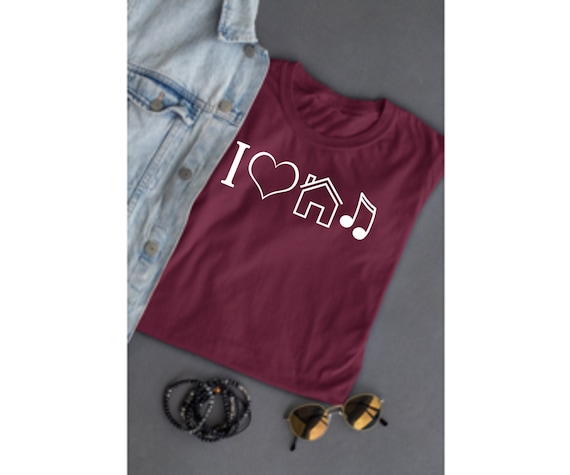 House Music Shirt, I Love House Music T Shirt, Men's Women's Funny T Shirt, Gift For DJ Disco Clubber Ibiza, Heart House Music Tee Shirt