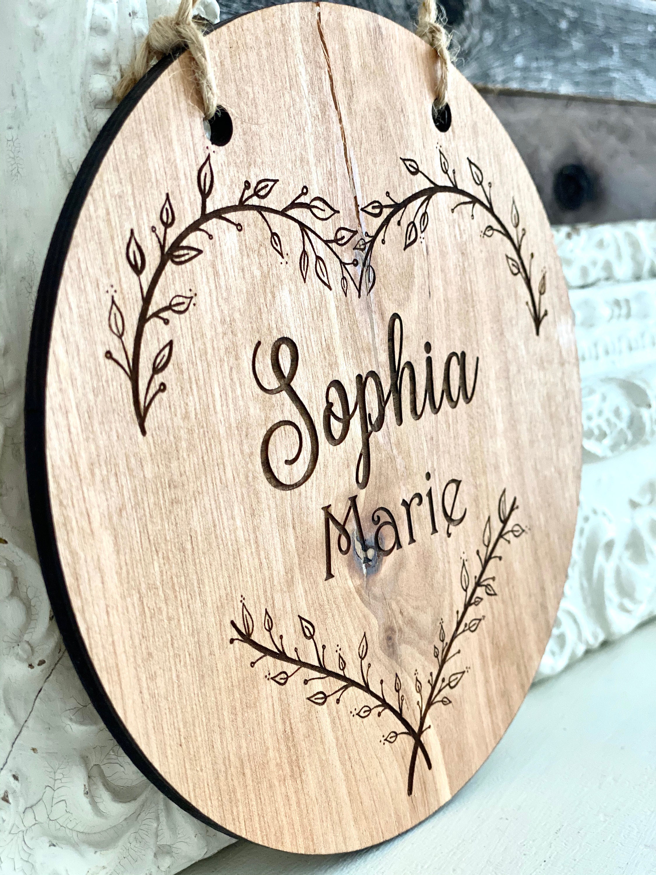 Personalized Baby Name Plaque Gift for Baby Girl Round Etsy