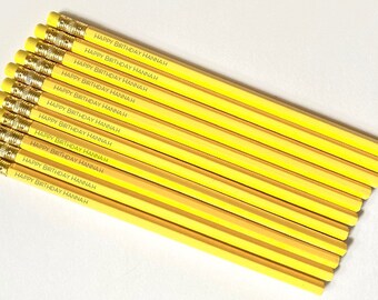 Personalized Pencils, Engraved Pencils, Custom Pencils, Yellow Party Favor Pencils