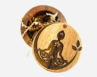 Ring Holder, Wooden Ring Box, Lotus Box, Yoga Gift, Meditation Gift