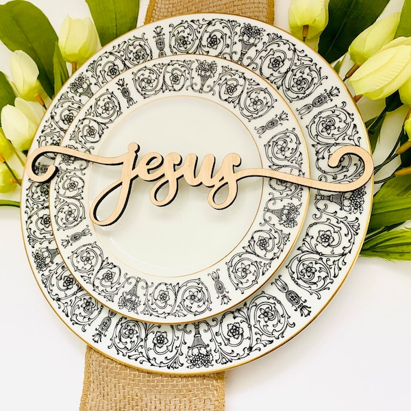 Set Of 6 Religious Place Setting Words, Easter Table Words, Plate Words, Religious Decor, Easter  Decor, Jesus, Risen, Glory, Faith, Believe