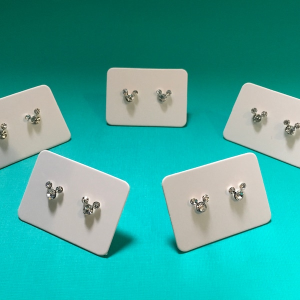 5 Pairs White Mickey Stud Earrings / Disney Cruise Fish Extender Gift / DCL FE Gift / Disneyland Disney World Earrings / Women Girls Teens