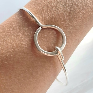 Sterling Silver Circle  Bangle, Eternity Ring Bangle, Ring Open Bangle, Silver Loop Bangle, Sterling Silver Wrap Bracelet