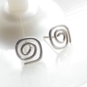 Tiny Sterling Silver Earrings, Spiral Earrings, Minimalist Earrings, Spiral Stud Earrings, Gift for Her, New Age Earrings, Bohemian Earrings