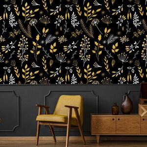 Dark Botanical Wallpaper With Branches & Berries Removable - Etsy