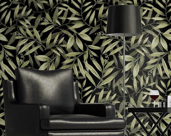 Groene bladerenbehang, aquarel botanisch patroonbehang, zelfklevend, afpellen en plakken, verwijderbaar of traditioneel, vinylbehang