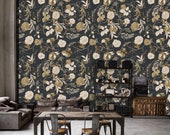 Antique floral wallpaper, peel and stick vintage wall mural, temporary removable wallpaper, self adhesive, wallpaper roll