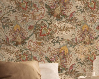 Tapeta z motywem kwiatowym i rzemiosłem, fototapeta w stylu vintage, sztuka ścienna, samoprzylepna, odklejana i przyklejana, usuwalna lub tradycyjna, tapeta winylowa
