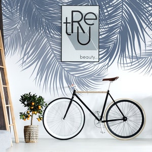Palm leaves removable wallpaper, peel and stick wall mural, tropical wall decor, palm leaf print, temporary wallpaper