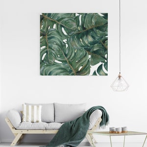 Exotic palm leaves canvas print, canvas roll for self assembly, watercolor wall art, home decor