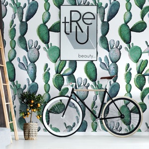 Decalcomania murale cactus ad acquerello, motivo cactus, stampa cactus, carta da parati cactus, arte temporanea della parete peel and stick, carta da parati rimovibile