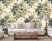 Crown floral wallpaper, drop leaf table, floral clipart, botanical print set, dried flower bouquet, boho wallpaper, temporary wallpaper