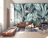 Exotic wallpaper, temporary wallpaper, leaf print, dark wallpaper, vintage wallpaper, magic band decal, nursery wallpaper, wallpaper roll