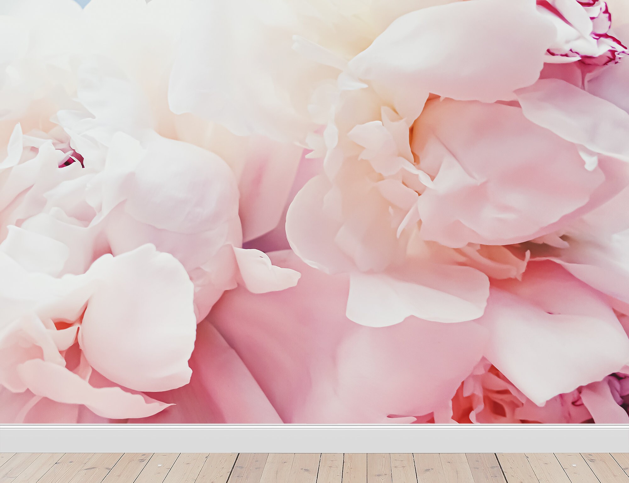 Pink Peony Flowers Wall Mural, Self Adhesive Removable Wallpaper, Peony ...