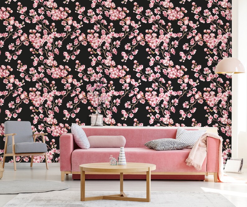 Cherry Blossoms Wallpaper Peel and Stick Wall Mural Etsy