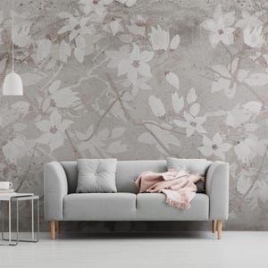 Botanical Flower Wallpaper Mural: Self Adhesive Vinyl, Removable or Traditional