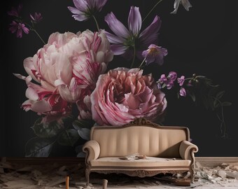 3D Wand Tapete, Blumen Tapete, selbstklebend, schälen und aufkleben, abnehmbare oder traditionelle, Vinyl Tapete