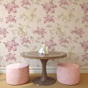 Floral wallpaper in vintage style, peel and stick, self adhesive, floral pattern, removable wallpaper, wall decor