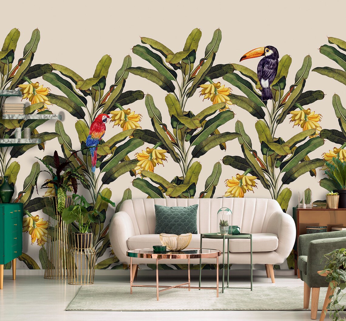 Banana Tree Wall Mural Peel and Stick Wallpaper Palm Leaf Etsy