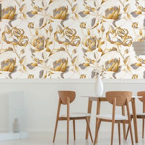 Removable wallpaper with elegant floral pattern, peel and stick wall mural, floral wall decor, temporary wallpaper, home decor
