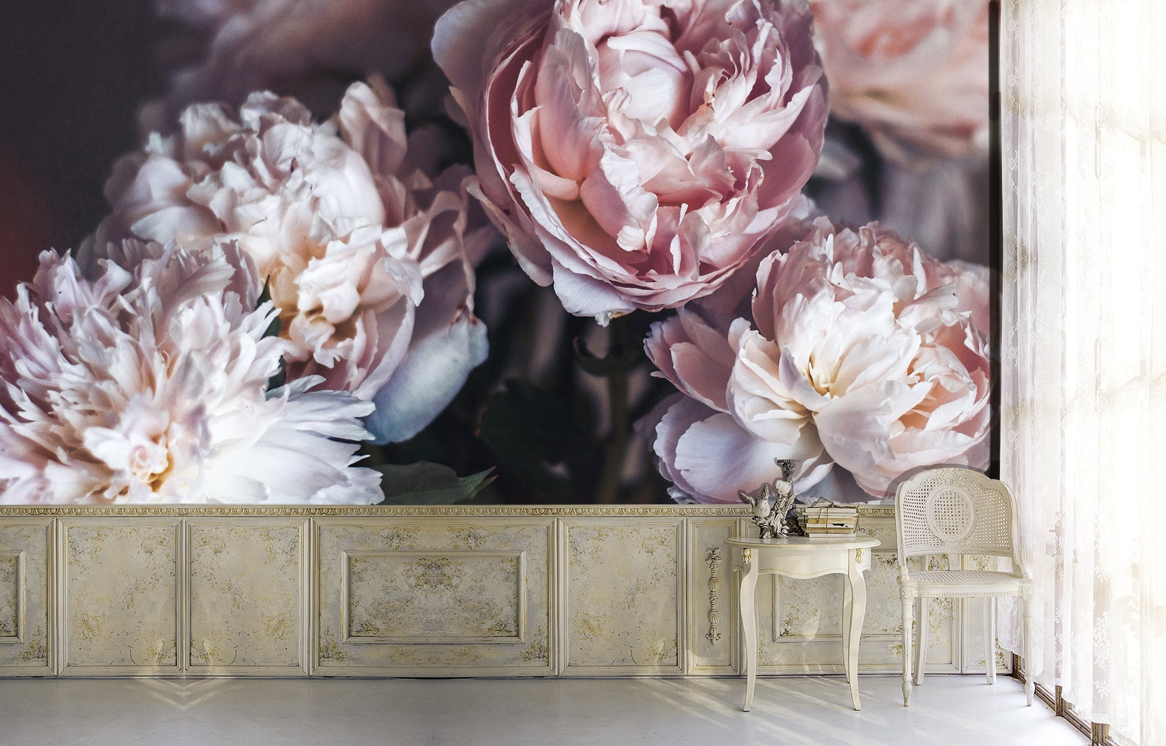 Peony Flowers Wall Mural, Peel and Stick Floral Wallpaper, Temporary ...