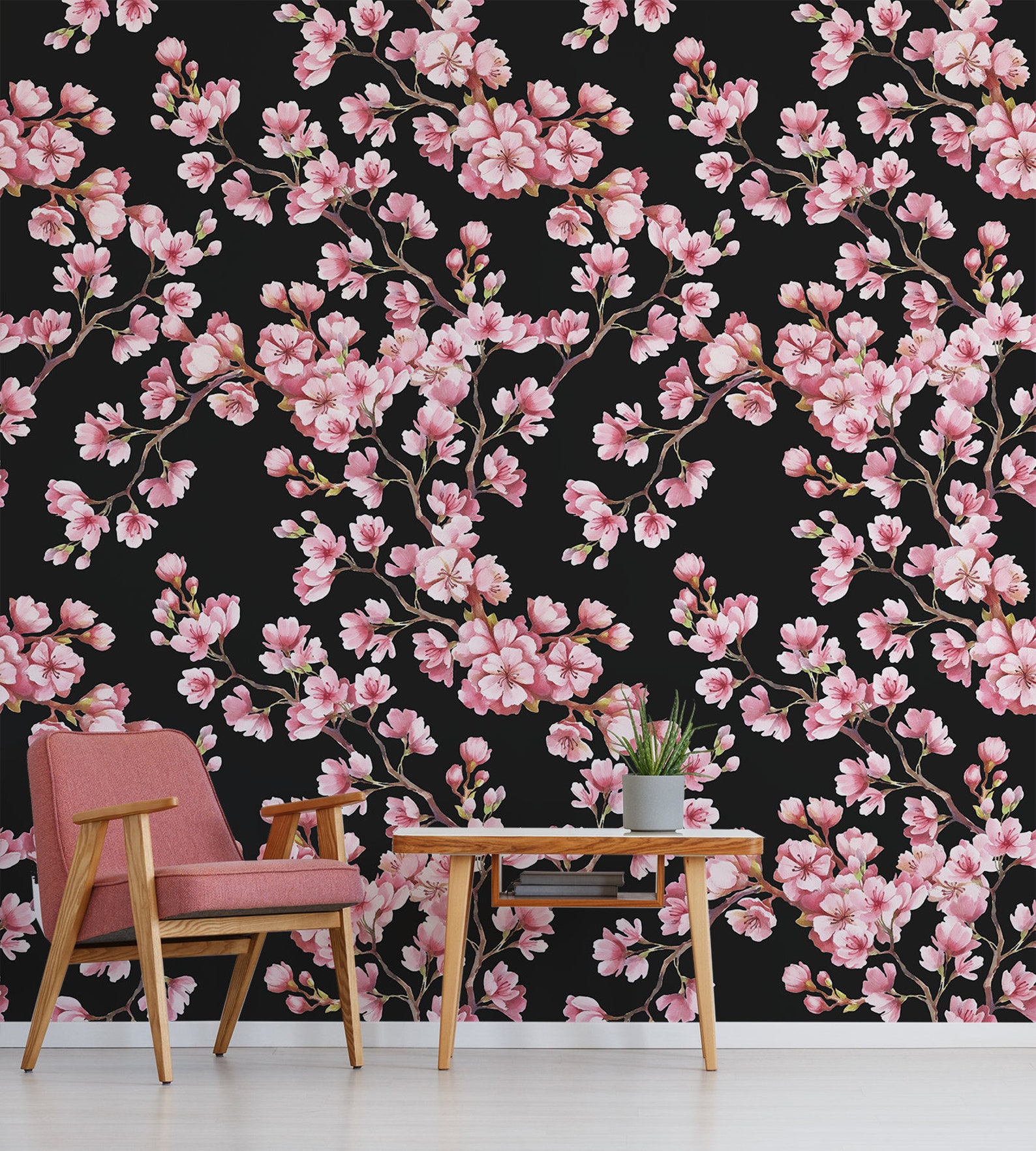 Cherry Blossoms Wallpaper Peel and Stick Wall Mural - Etsy