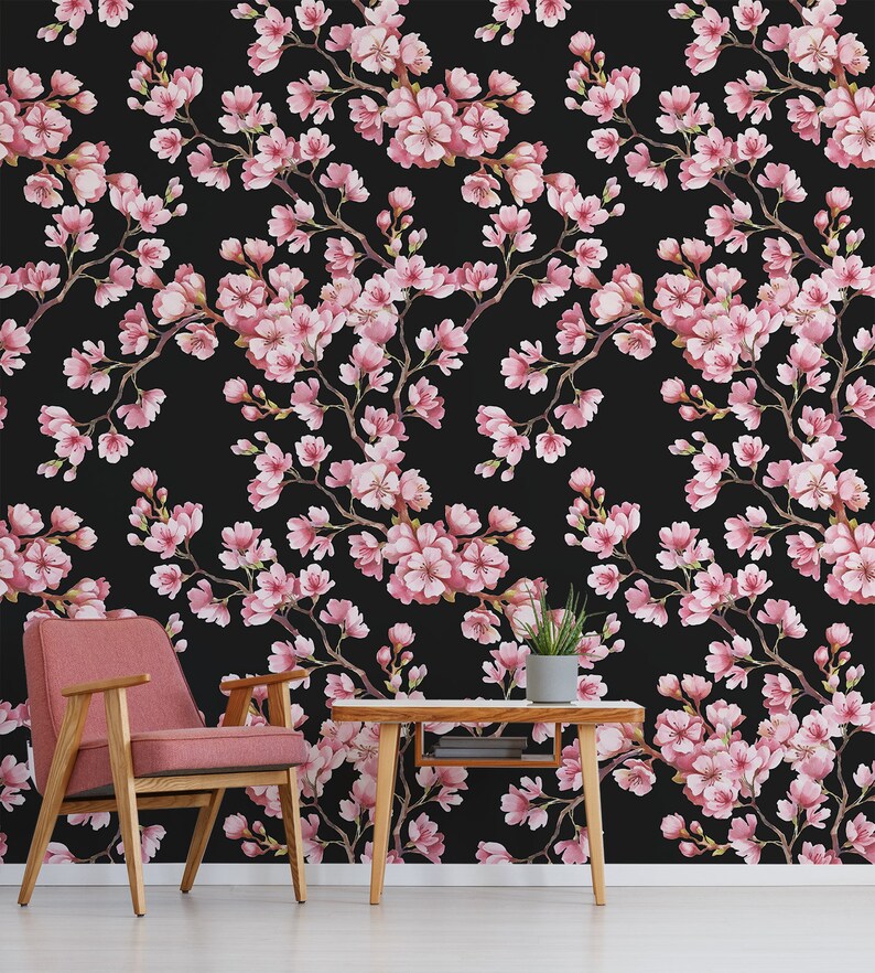 Cherry Blossoms Wallpaper Peel and Stick Wall Mural Etsy