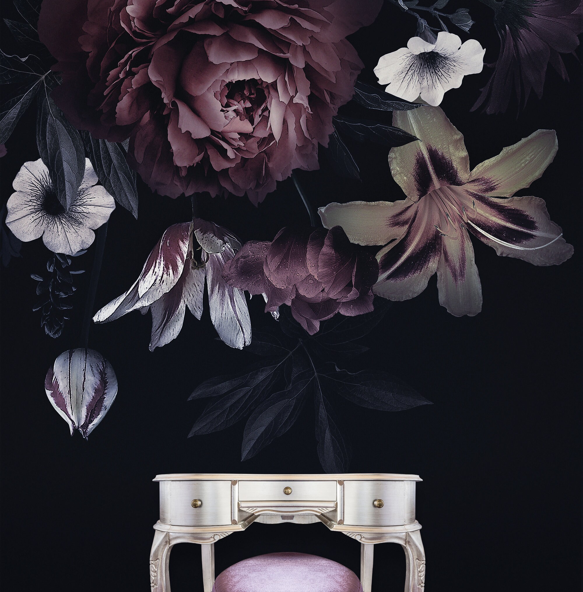 Big Purple Peony Wallpaper Peel and Stick Wall Mural | Etsy