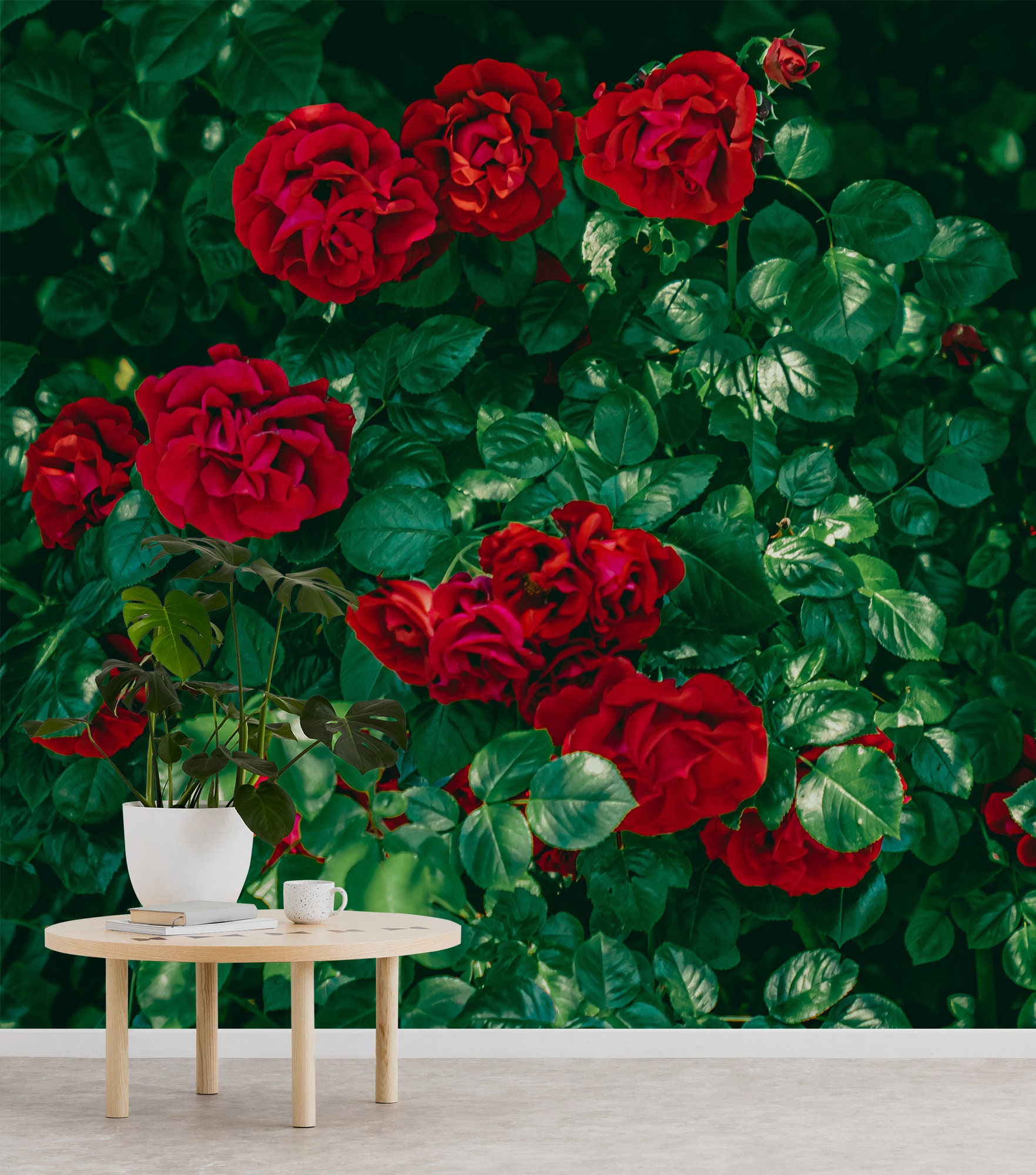 Garden Red Roses Wall Mural Peel and Stick Removable Etsy