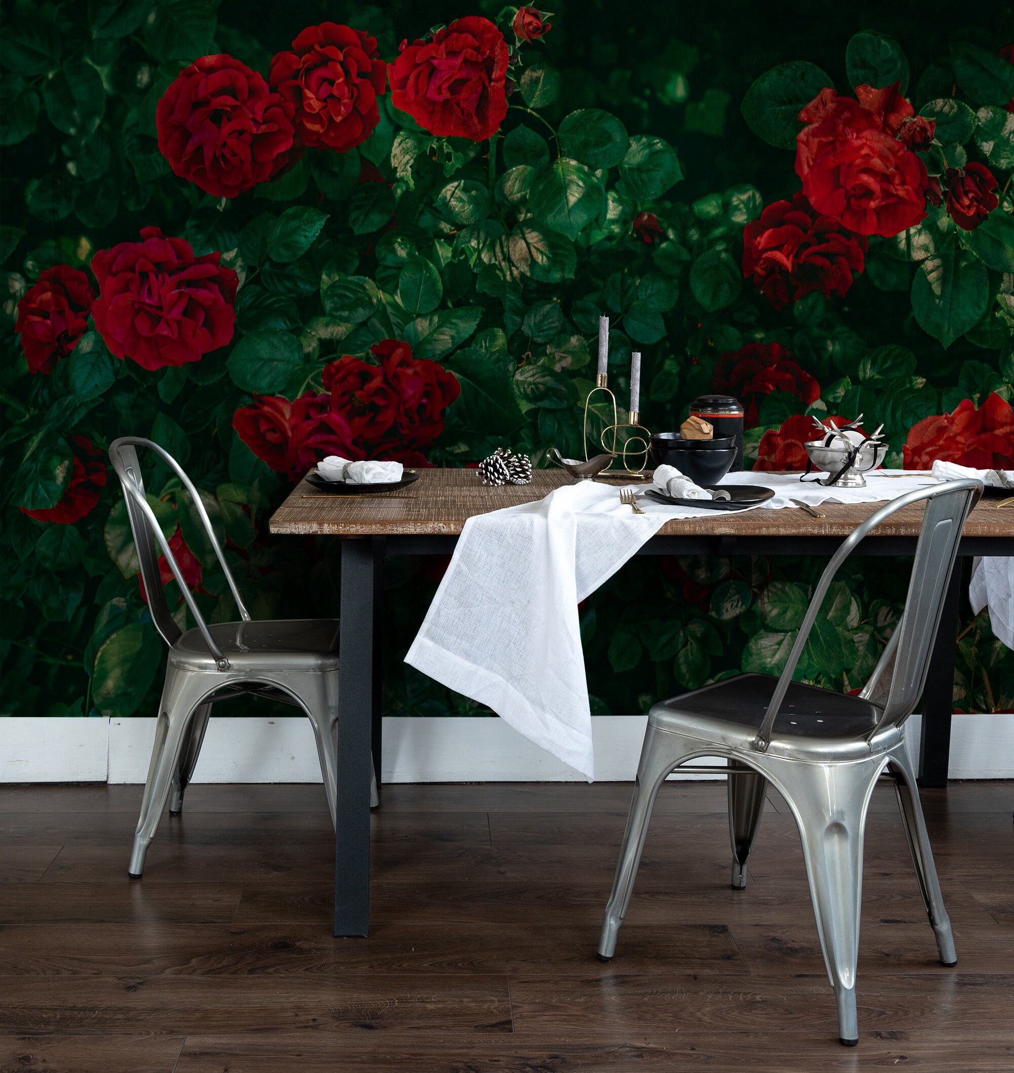 Garden Red Roses Wall Mural Peel and Stick Removable Etsy