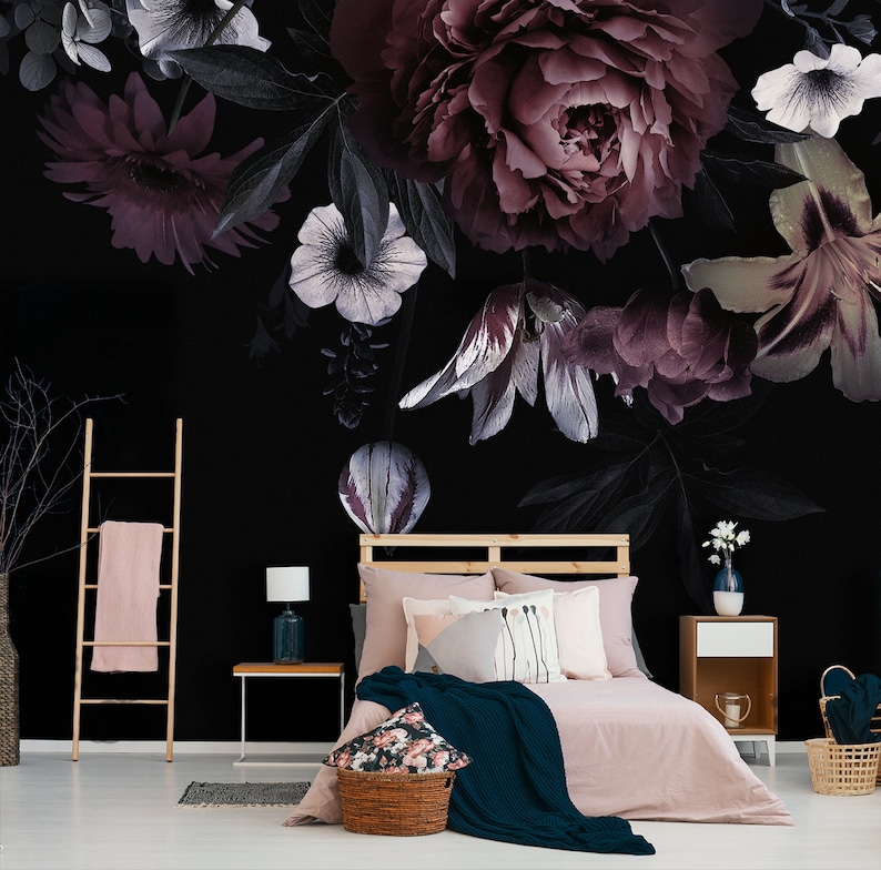 Big Purple Peony Wallpaper Peel and Stick Wall Mural - Etsy